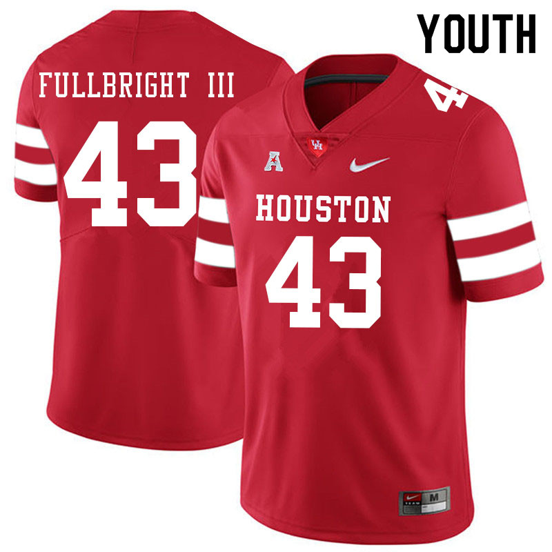 Youth #43 James Fullbright III Houston Cougars College Football Jerseys Sale-Red - Click Image to Close